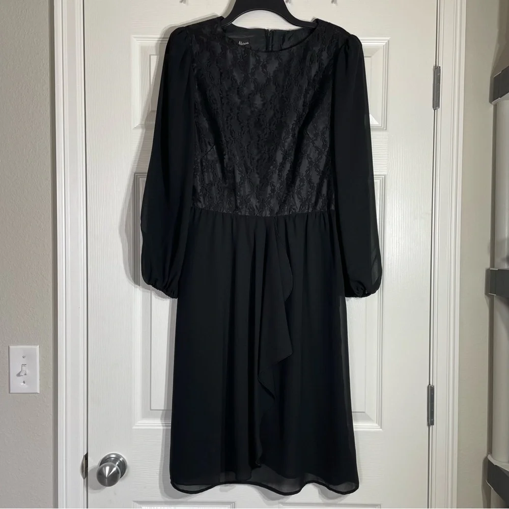Vintage 70s Sheer Black Dress Size 12 Herman Marcus - Picture 1 of 8